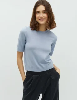 Carla-M Gebreide Trui - Blauw Gemêleerd