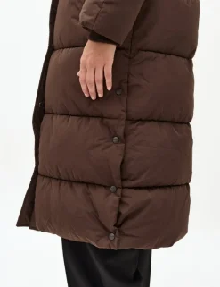 Ela Slit Puffer Jas - Donker bruin