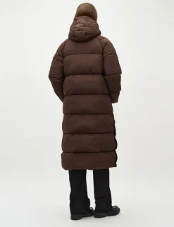 Ela Slit Puffer Jas - Donker bruin