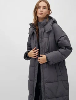 Ela Slit Puffer Jas - Grijs