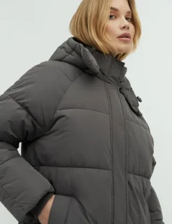 Ela Slit Puffer Jas - Grijs