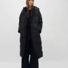 Ela Slit Puffer Jas - Zwart