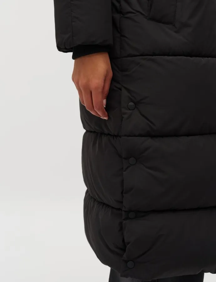 Ela Slit Puffer Jas - Zwart
