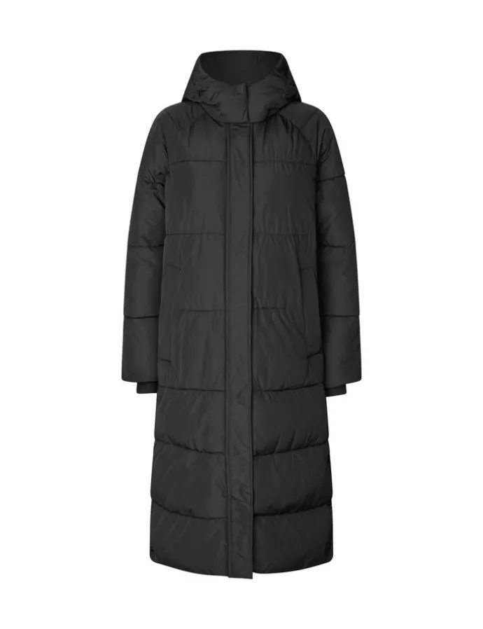 Ela Slit Puffer Jas - Zwart