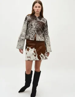 Faye-M Cow Leather Skirt - Print