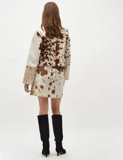 Faye-M Cow Leather Skirt - Print